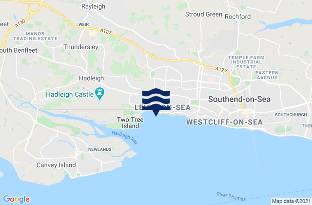 Mappa delle Getijden in Leigh-on-Sea, United Kingdom