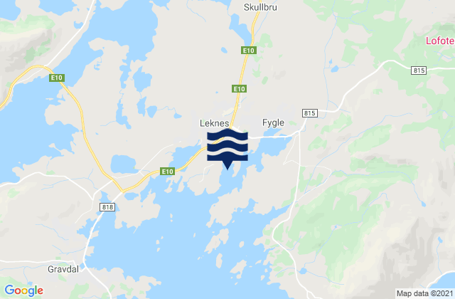 Mappa delle Getijden in Leknes, Norway