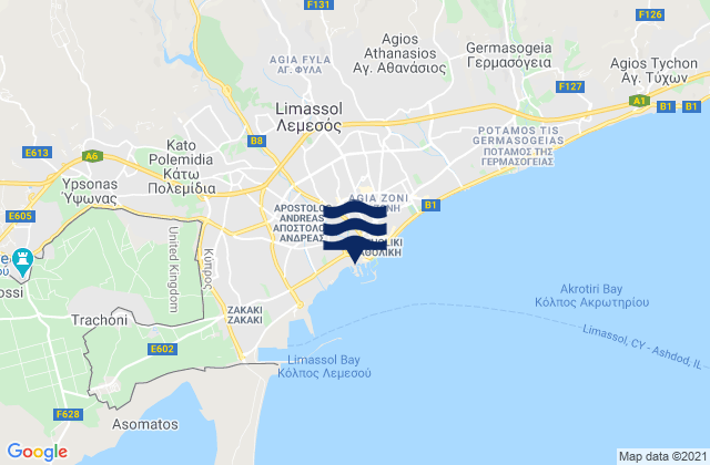 Mappa delle Getijden in Lemesós, Cyprus