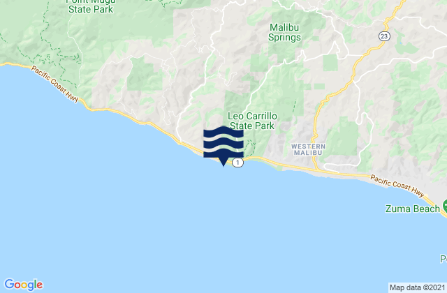 Mappa delle Getijden in Leo Carillo State Beach, United States