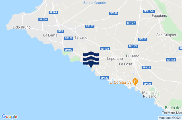 Mappa delle Getijden in Leporano Marina, Italy