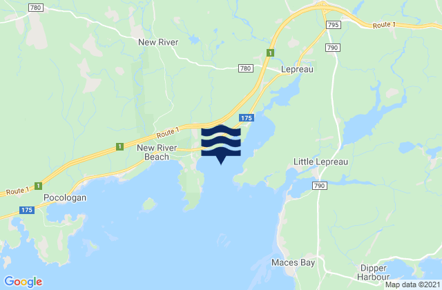 Mappa delle Getijden in Lepreau Harbour, Canada