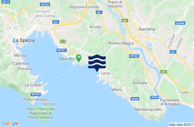 Mappa delle Getijden in Lerici, Italy