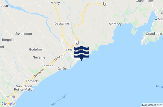 Mappa delle Getijden in Les Cayes, Haiti