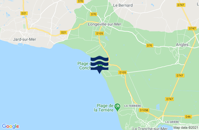 Mappa delle Getijden in Les Conches/Bud Bud, France