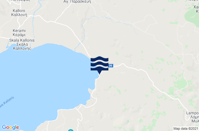 Mappa delle Getijden in Lesbos, Greece