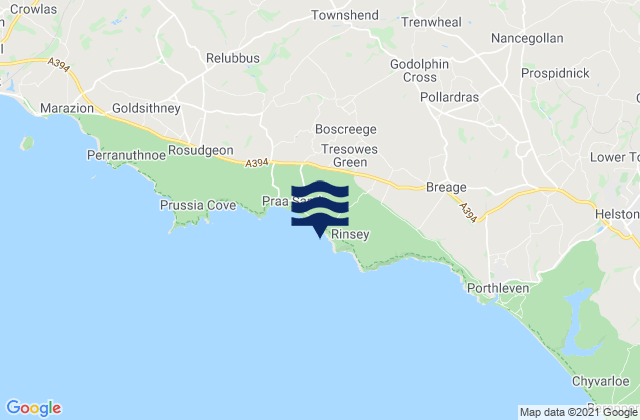 Mappa delle Getijden in Lesceave Rocks Beach, United Kingdom