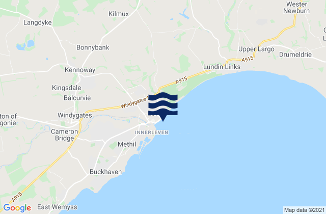 Mappa delle Getijden in Leven Beach, United Kingdom