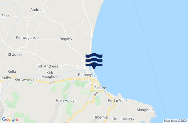 Mappa delle Getijden in Lezayre, Isle of Man