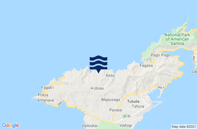 Mappa delle Getijden in Leāsina County, American Samoa