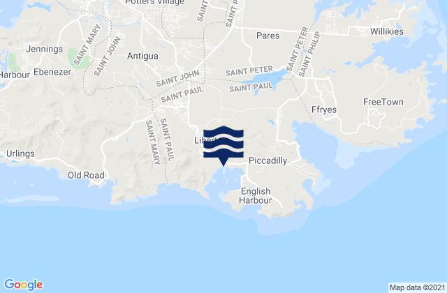 Mappa delle Getijden in Liberta, Antigua and Barbuda