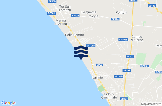 Mappa delle Getijden in Lido dei Pini, Italy