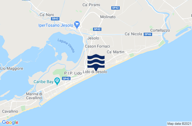 Mappa delle Getijden in Lido di Jesolo, Italy