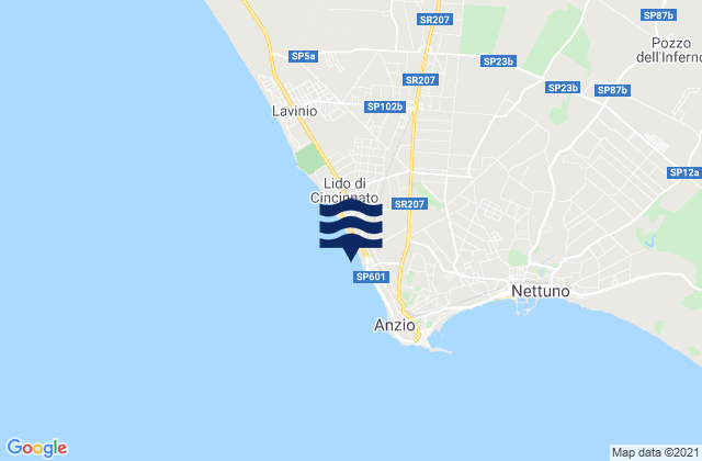 Mappa delle Getijden in Lido di Sirene, Italy
