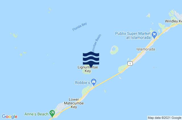 Mappa delle Getijden in Lignumvitae Key Ne Side Florida Bay, United States