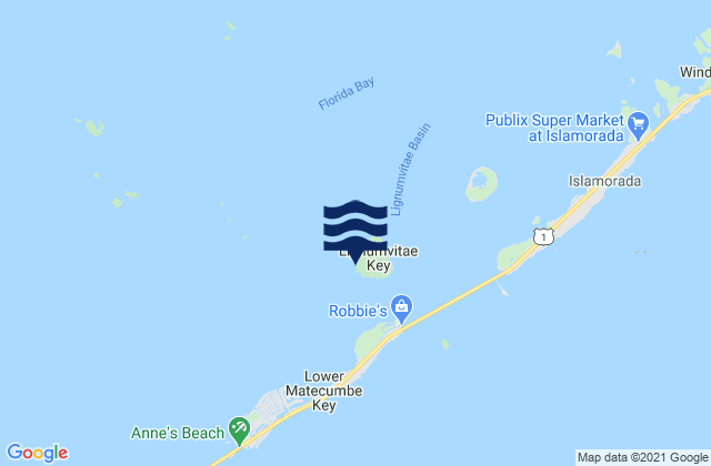 Mappa delle Getijden in Lignumvitae Key West Side Florida Bay, United States