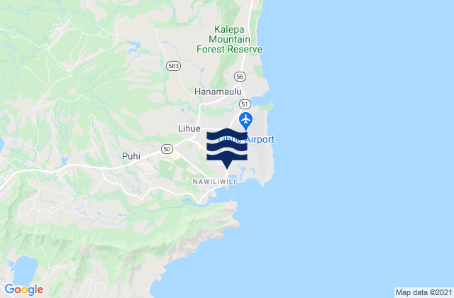 Mappa delle Getijden in Lihue, United States