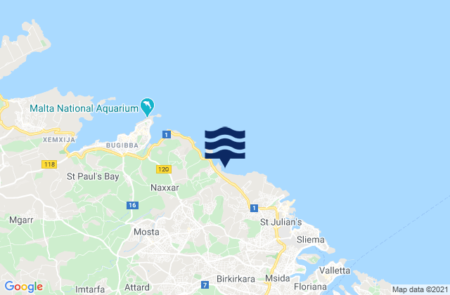 Mappa delle Getijden in Lija, Malta