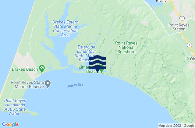 Mappa delle Getijden in Limantour Beach, United States