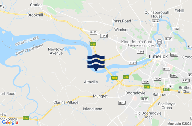 Mappa delle Getijden in Limerick Harbour, Ireland