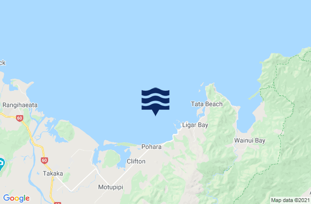 Mappa delle Getijden in Limestone Bay, New Zealand