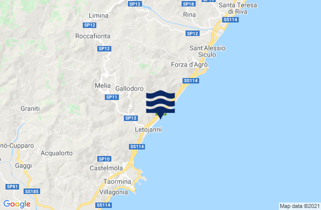 Mappa delle Getijden in Limina, Italy