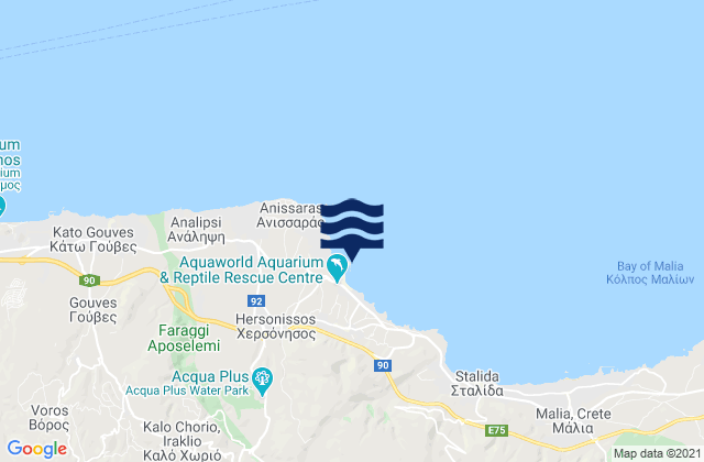 Mappa delle Getijden in Limín Khersonísou, Greece