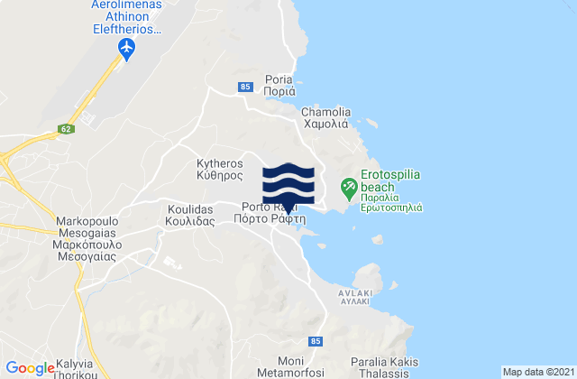 Mappa delle Getijden in Limín Mesoyaías, Greece