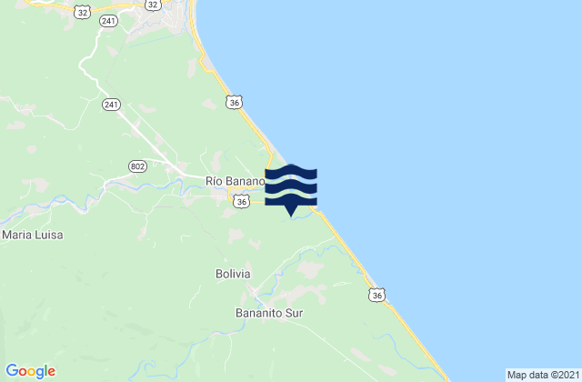 Mappa delle Getijden in Limón, Costa Rica