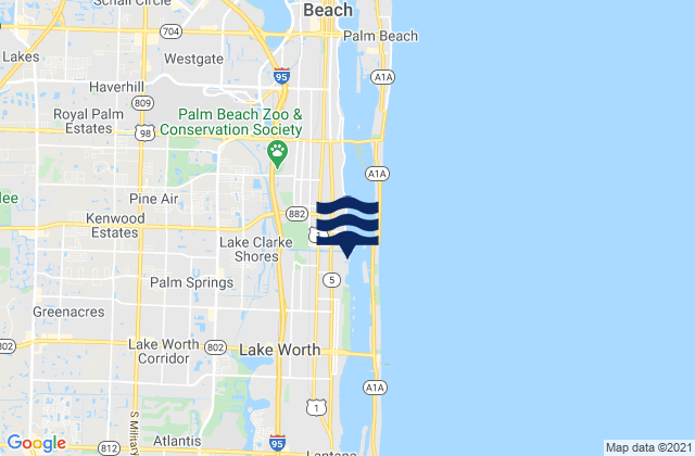 Mappa delle Getijden in Linda Lane Beach, United States