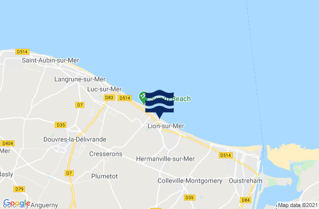 Mappa delle Getijden in Lion-sur-Mer, France