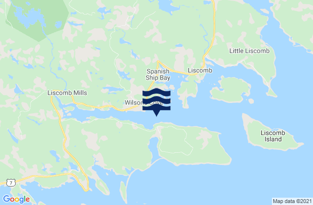 Mappa delle Getijden in Liscomb Harbour, Canada