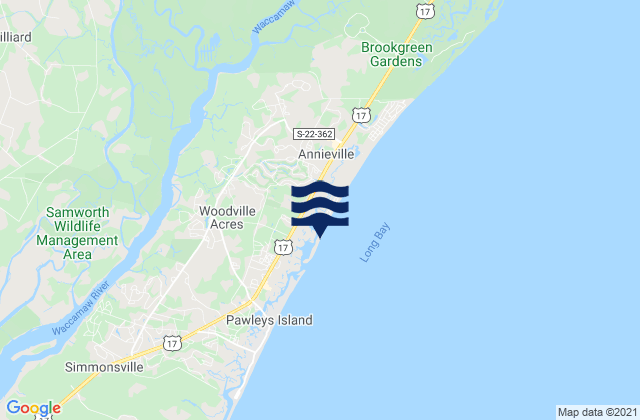 Mappa delle Getijden in Litchfield Beach, United States