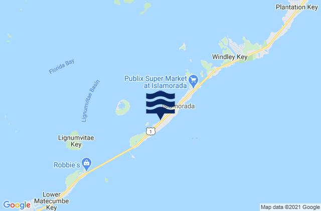 Mappa delle Getijden in Little Basin (Upper Matecumbe Key Florida Bay), United States