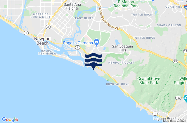 Mappa delle Getijden in Little Corona Del Mar Beach, United States