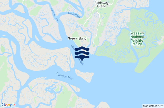 Mappa delle Getijden in Little Don Island east of Vernon River, United States
