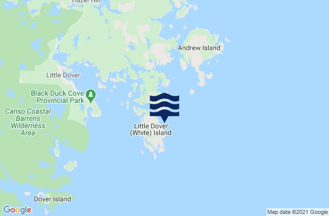 Mappa delle Getijden in Little Dover (White) Island, Canada