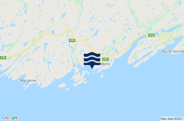 Mappa delle Getijden in Little Glimbi Island, Canada
