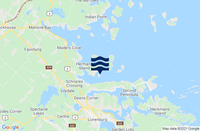 Mappa delle Getijden in Little Herman Island, Canada