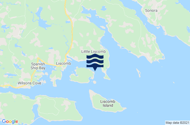 Mappa delle Getijden in Little Liscomb Harbour, Canada