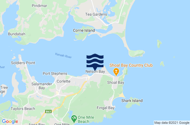 Mappa delle Getijden in Little Nelson Bay, Australia
