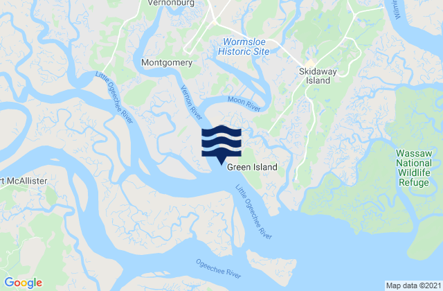 Mappa delle Getijden in Little Ogeechee River Entrance north of, United States