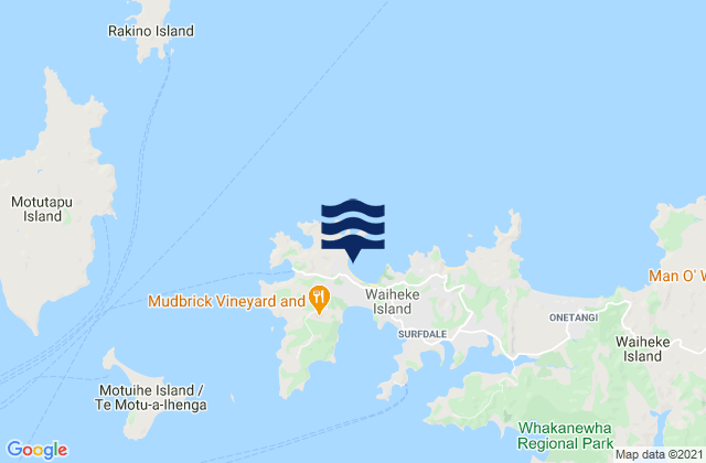 Mappa delle Getijden in Little Oneroa Beach, New Zealand
