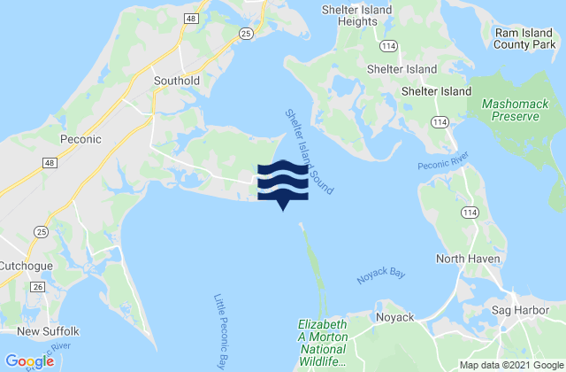 Mappa delle Getijden in Little Peconic Bay entrance, United States