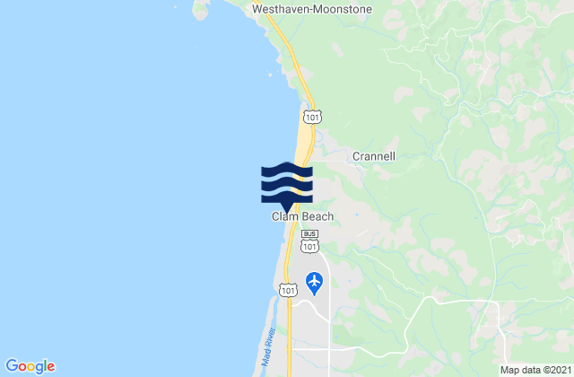 Mappa delle Getijden in Little River Clam Beach, United States