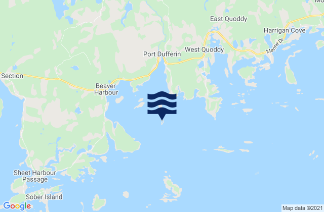 Mappa delle Getijden in Little Rocky Island, Canada