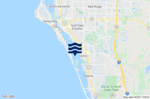 Mappa delle Getijden in Little Sarasota Bay, United States