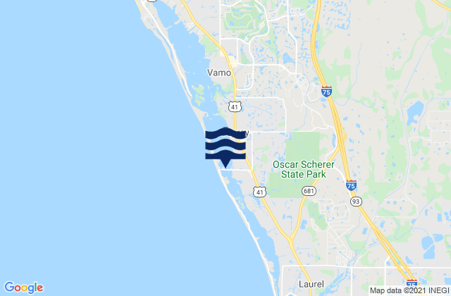 Mappa delle Getijden in Little Sarasota Bay south end bridge, United States
