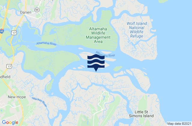Mappa delle Getijden in Little St. Simon Island (north), United States