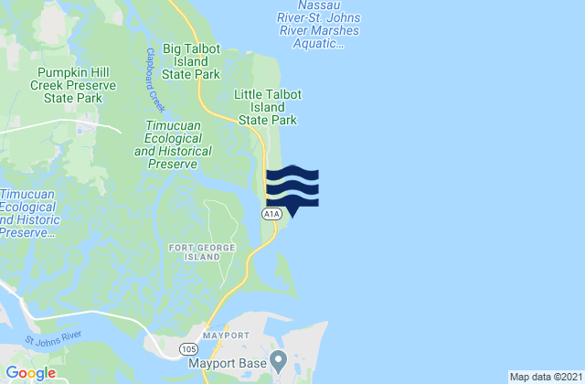 Mappa delle Getijden in Little Talbot Island Ocean, United States